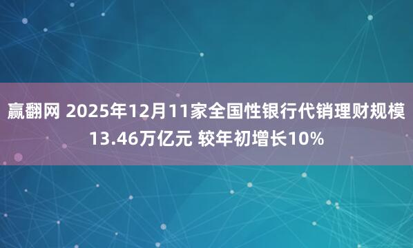 赢翻网 2025年12月11家全国性银行代销理财规模13.46万亿元 较年初增长10%